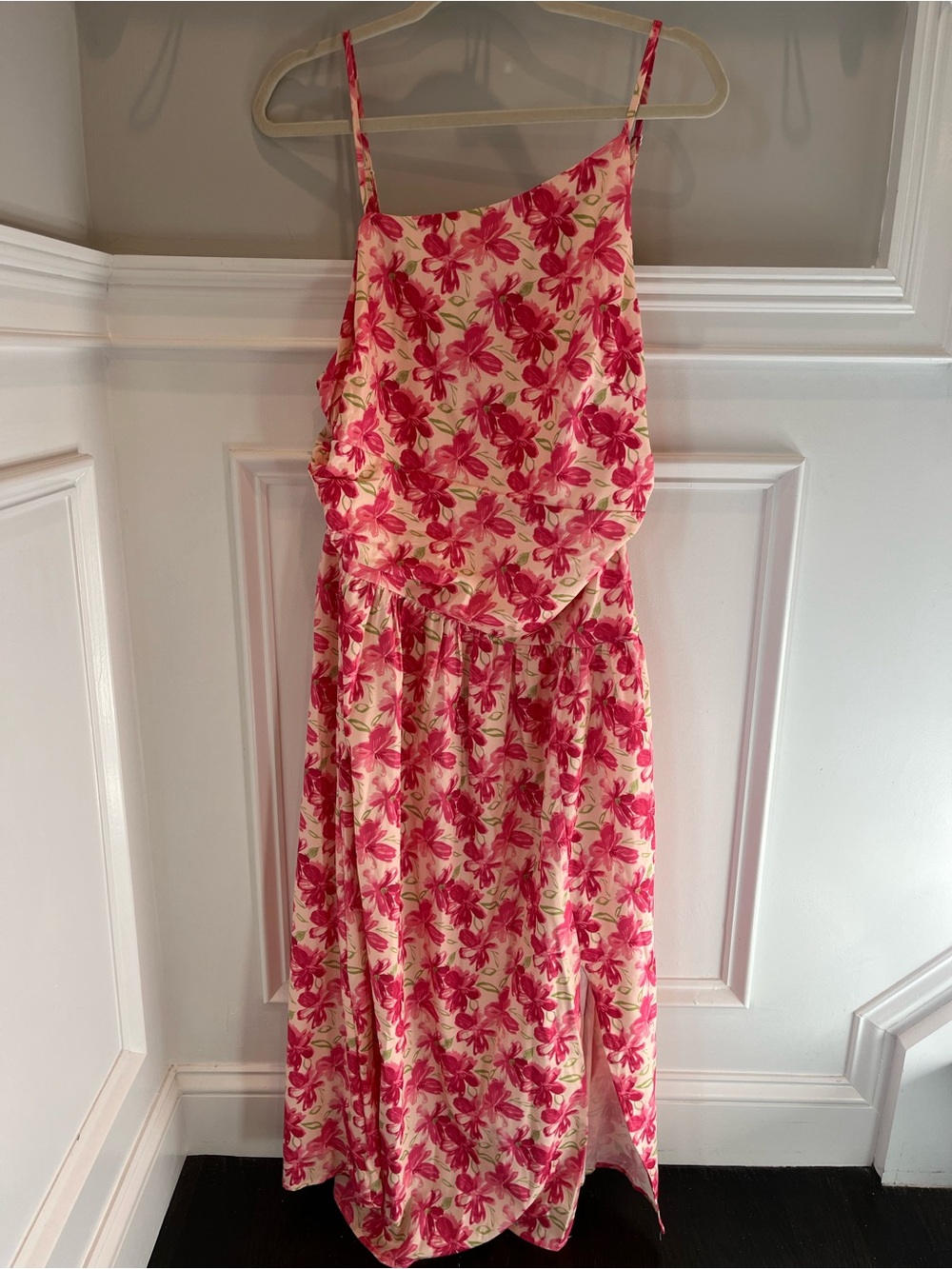 Floral Pink Spaghetti-Strap Maxi Dress